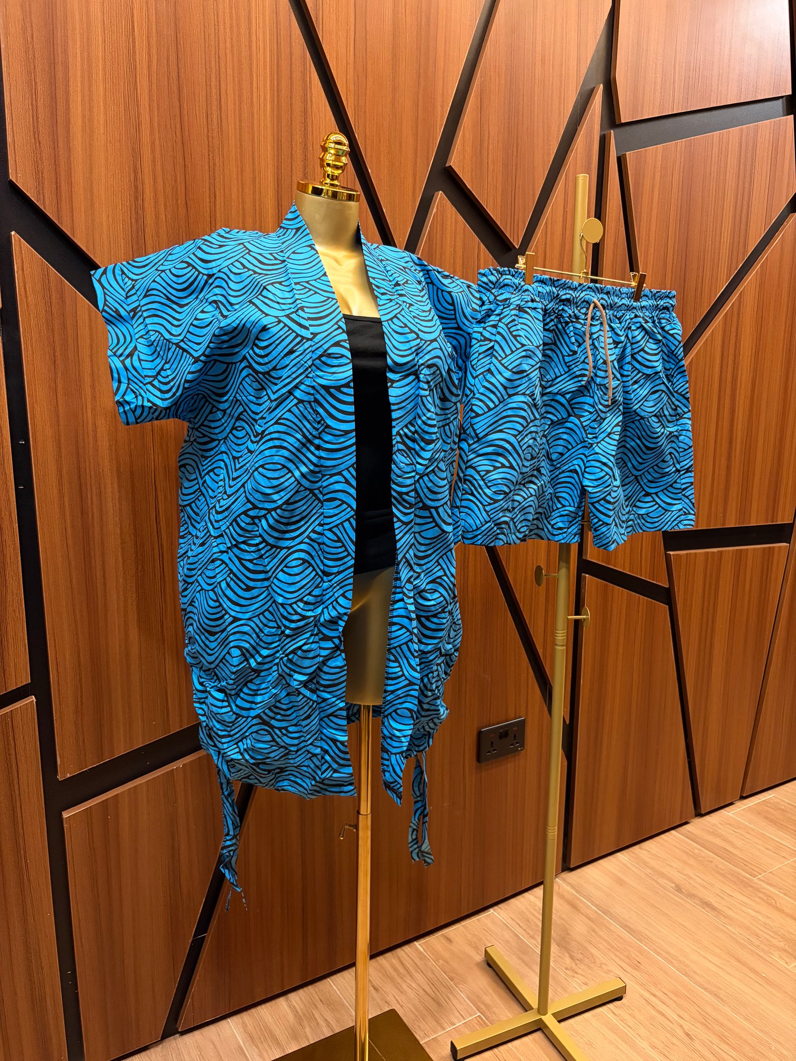 2 piece Ankara Shorts with Coat A0106
