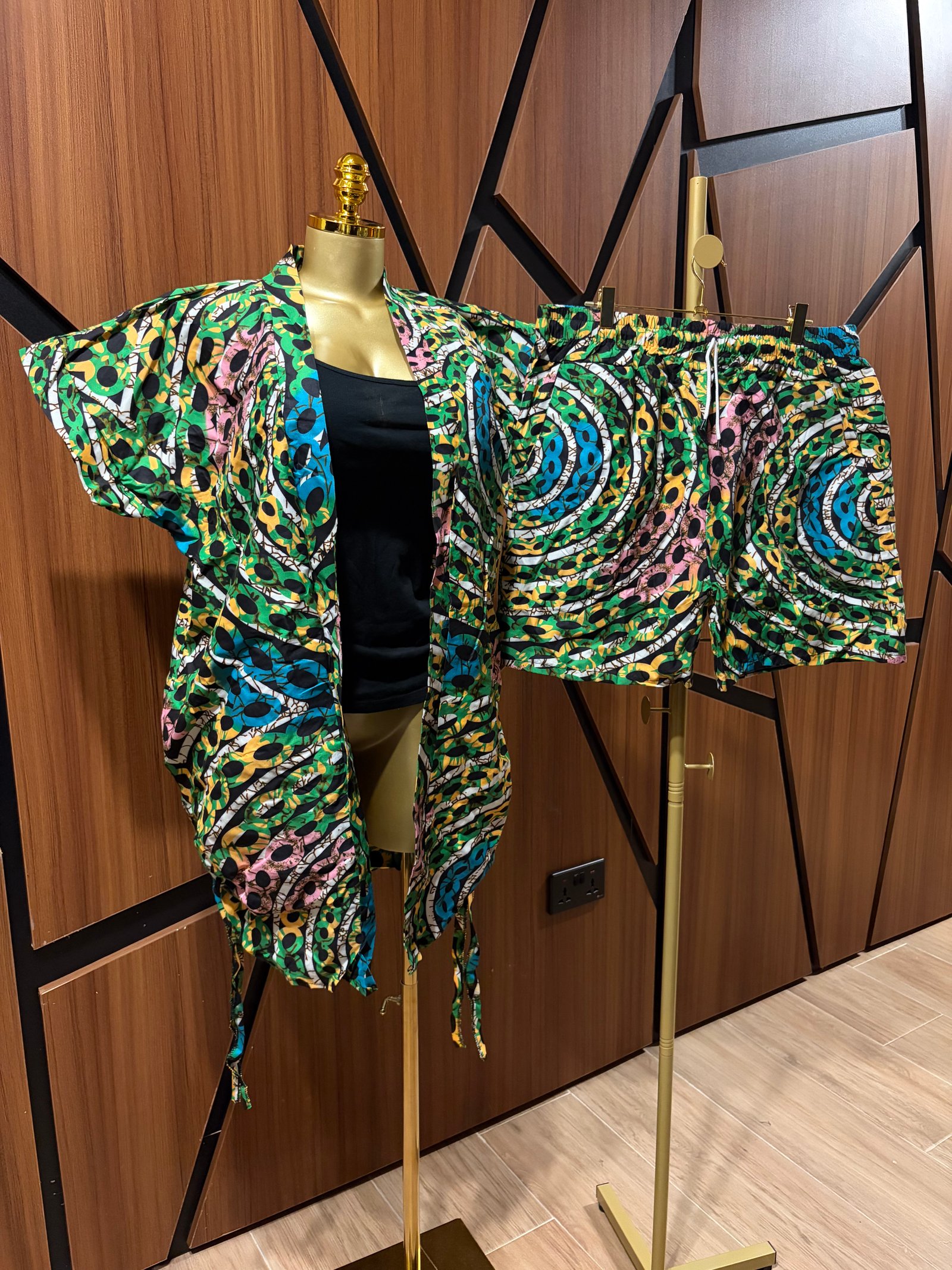 2 piece Ankara Shorts with Coat A0111