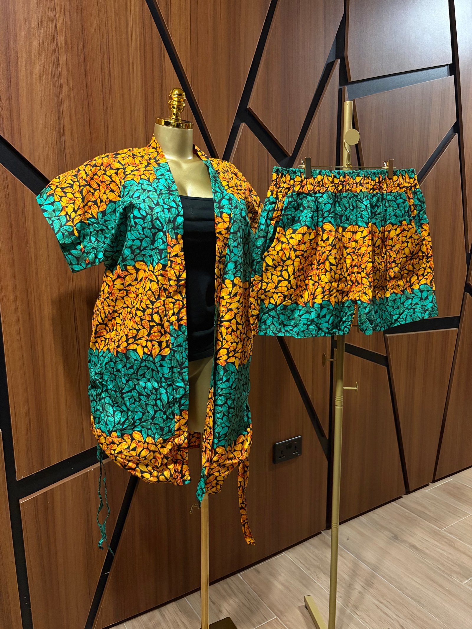 2 piece Ankara Shorts with Coat A0116