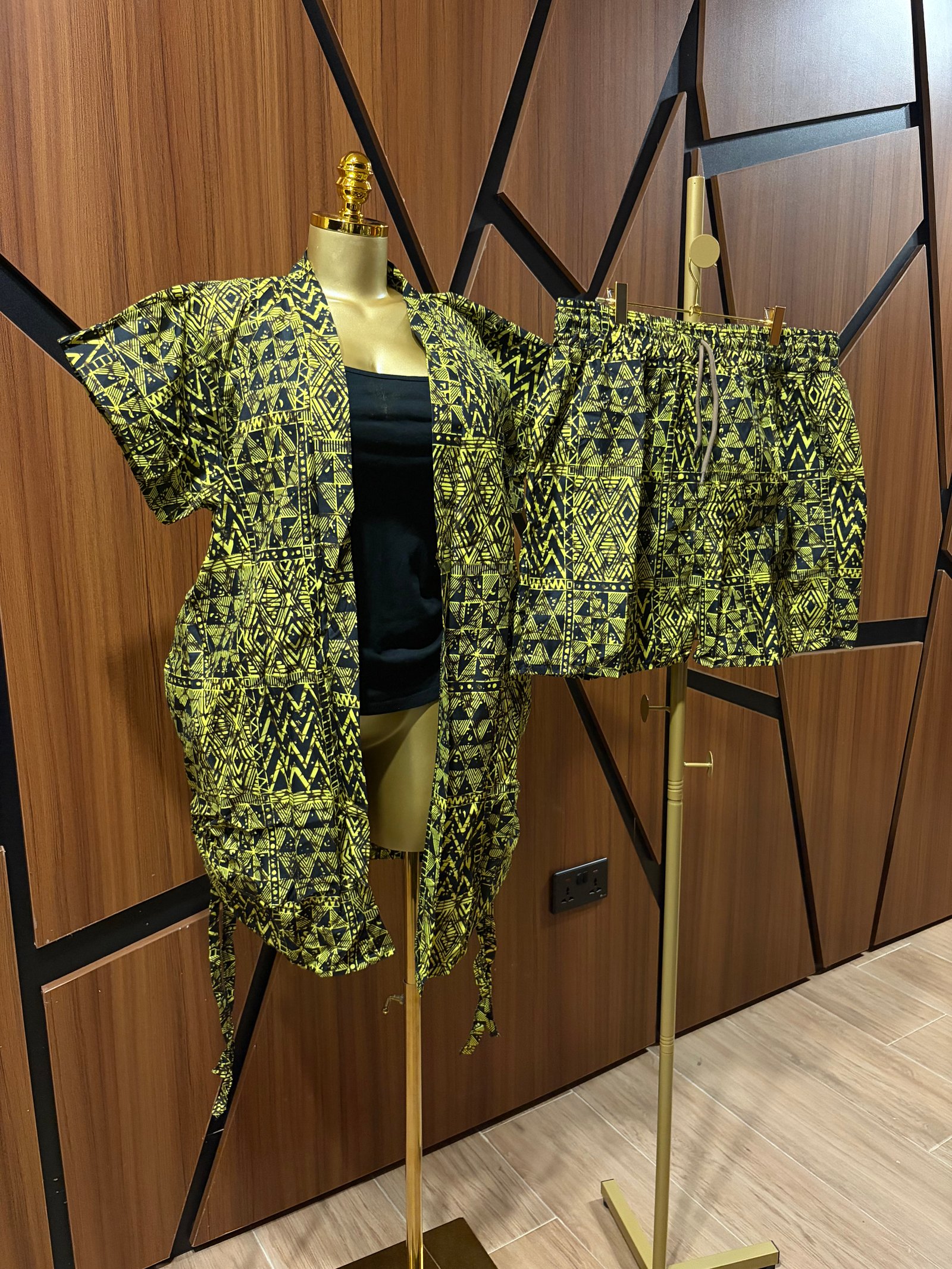 2 piece Ankara Shorts with Coat A0114