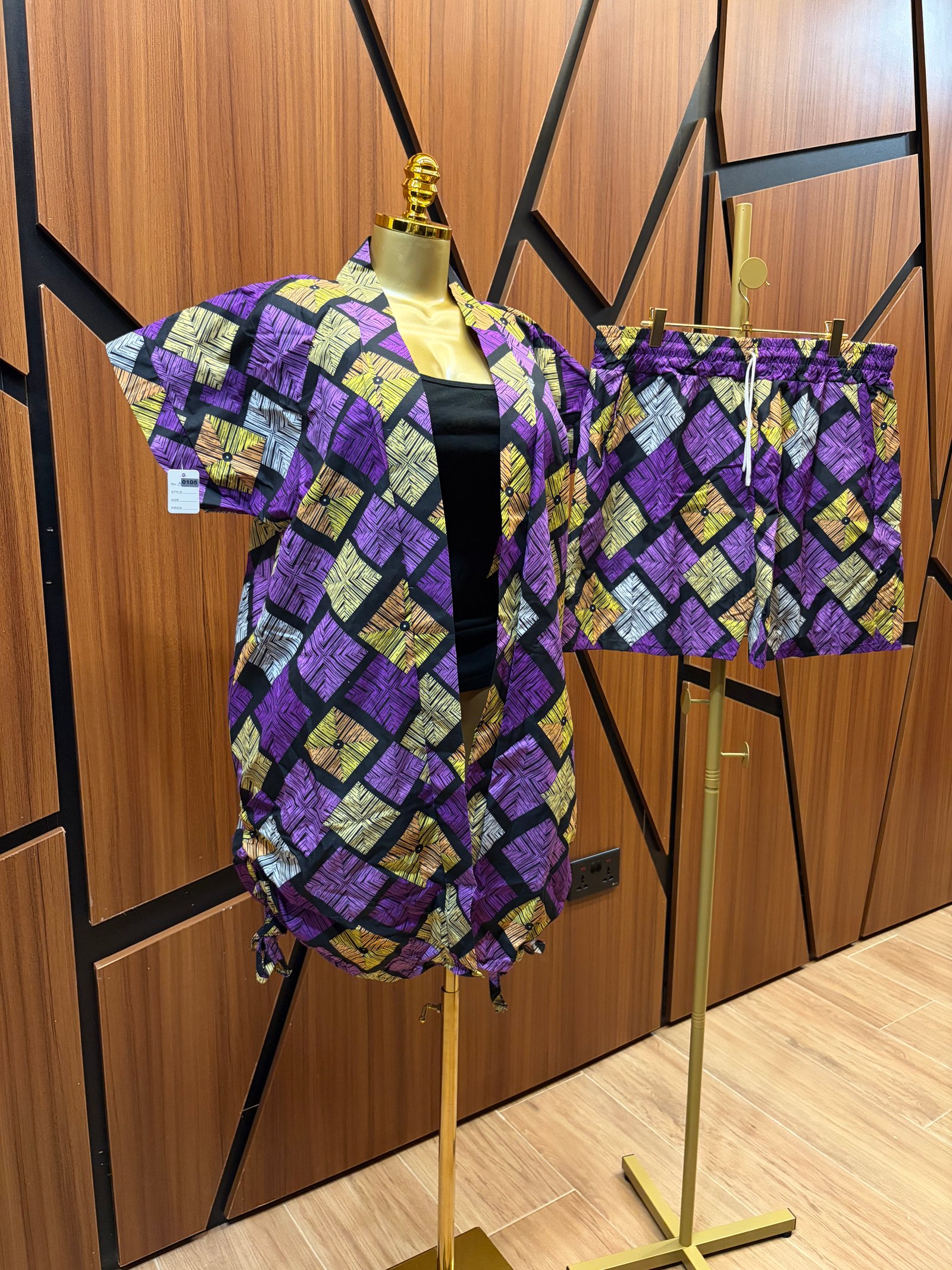 2 piece Ankara Shorts with Coat A0105