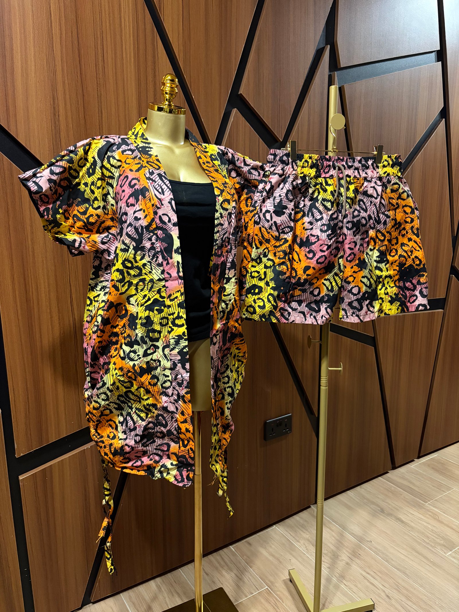 2 piece Ankara Shorts with Coat A0112