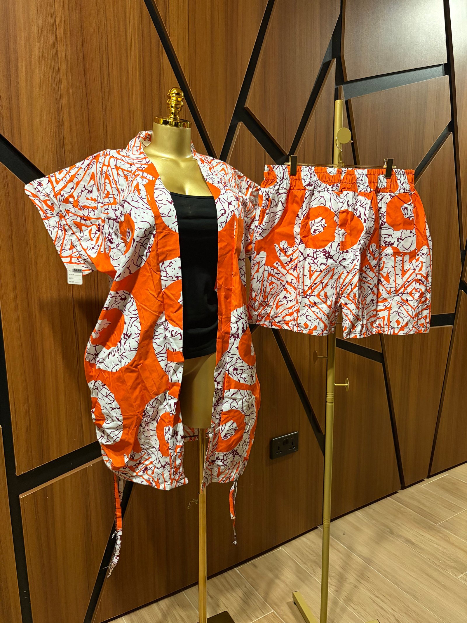 2 piece Ankara Shorts with Coat A0115