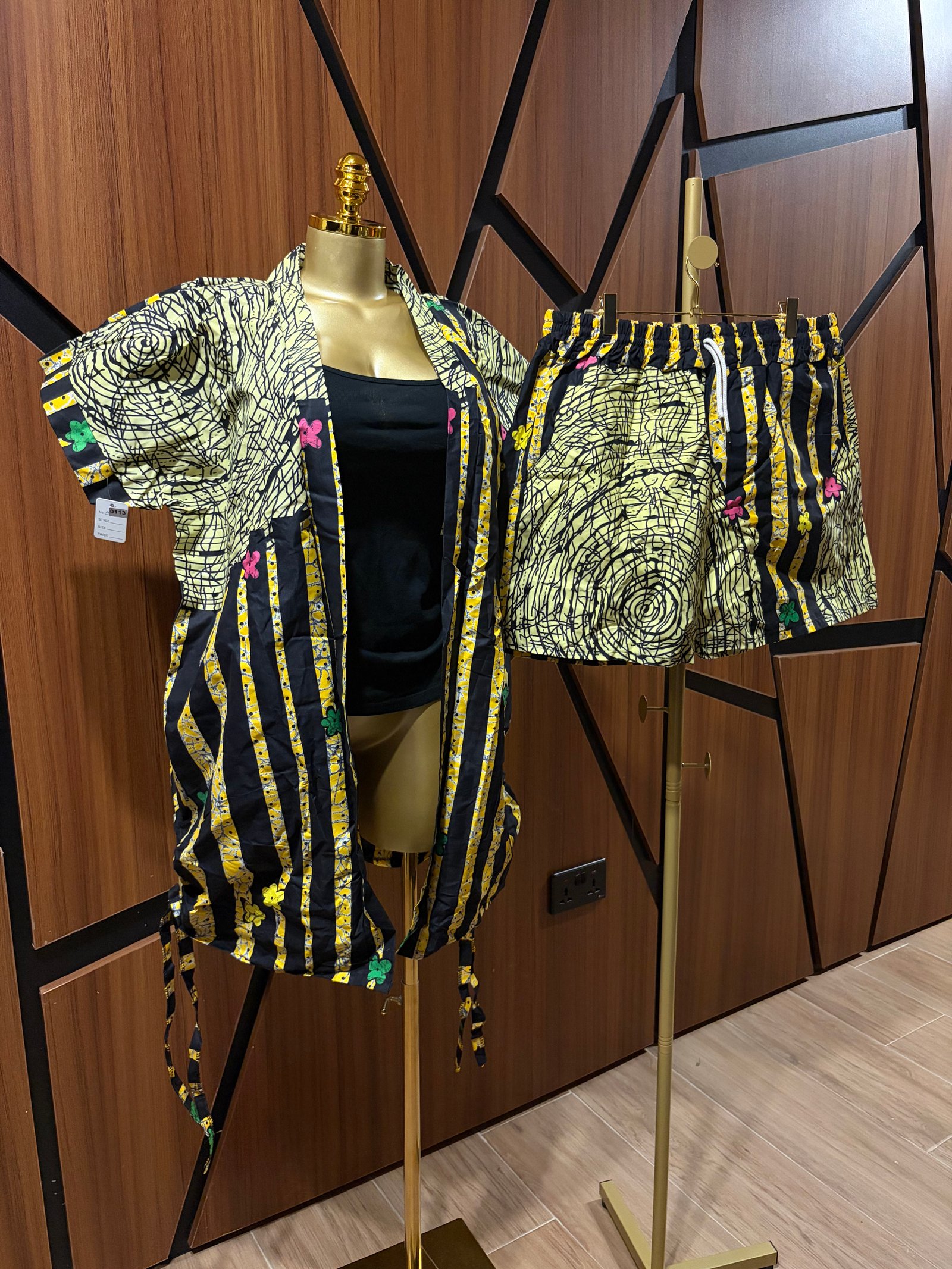 2 piece Ankara Shorts with Coat A0113