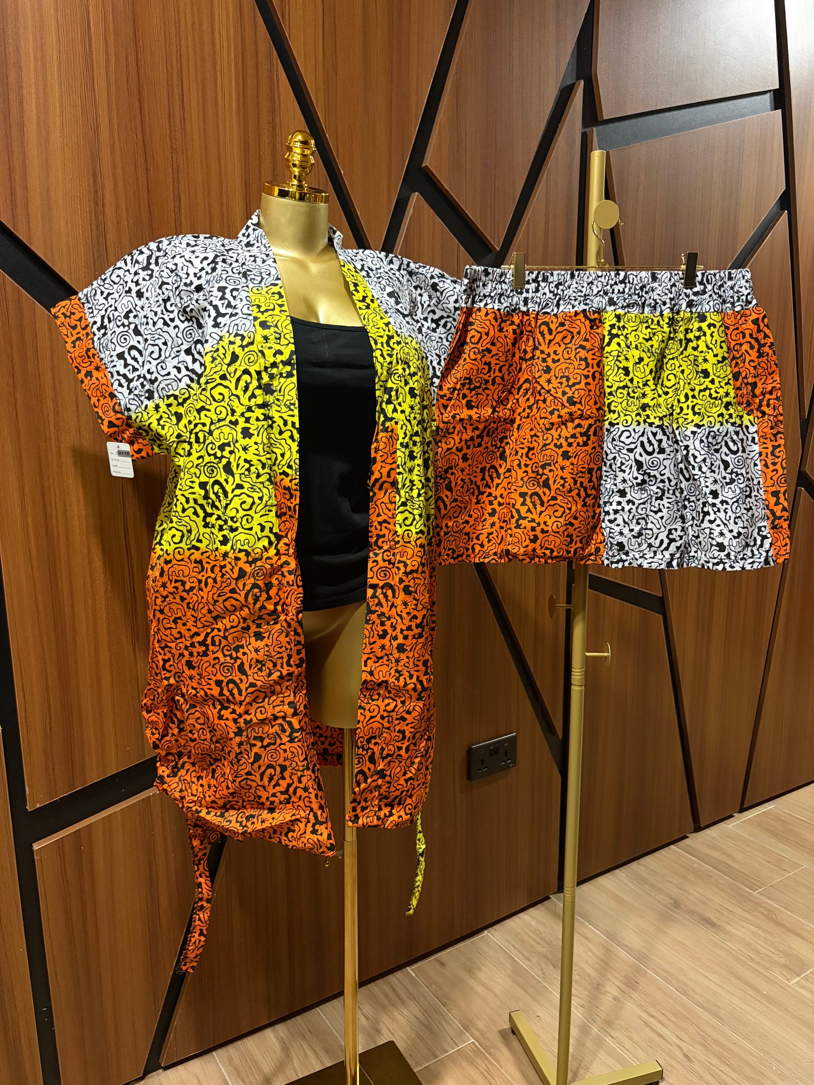 2 piece Ankara Shorts with Coat A0110