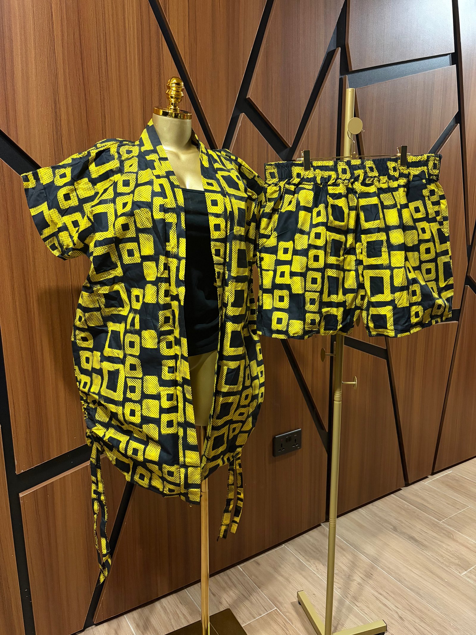 2 piece Ankara Shorts with Coat A0109