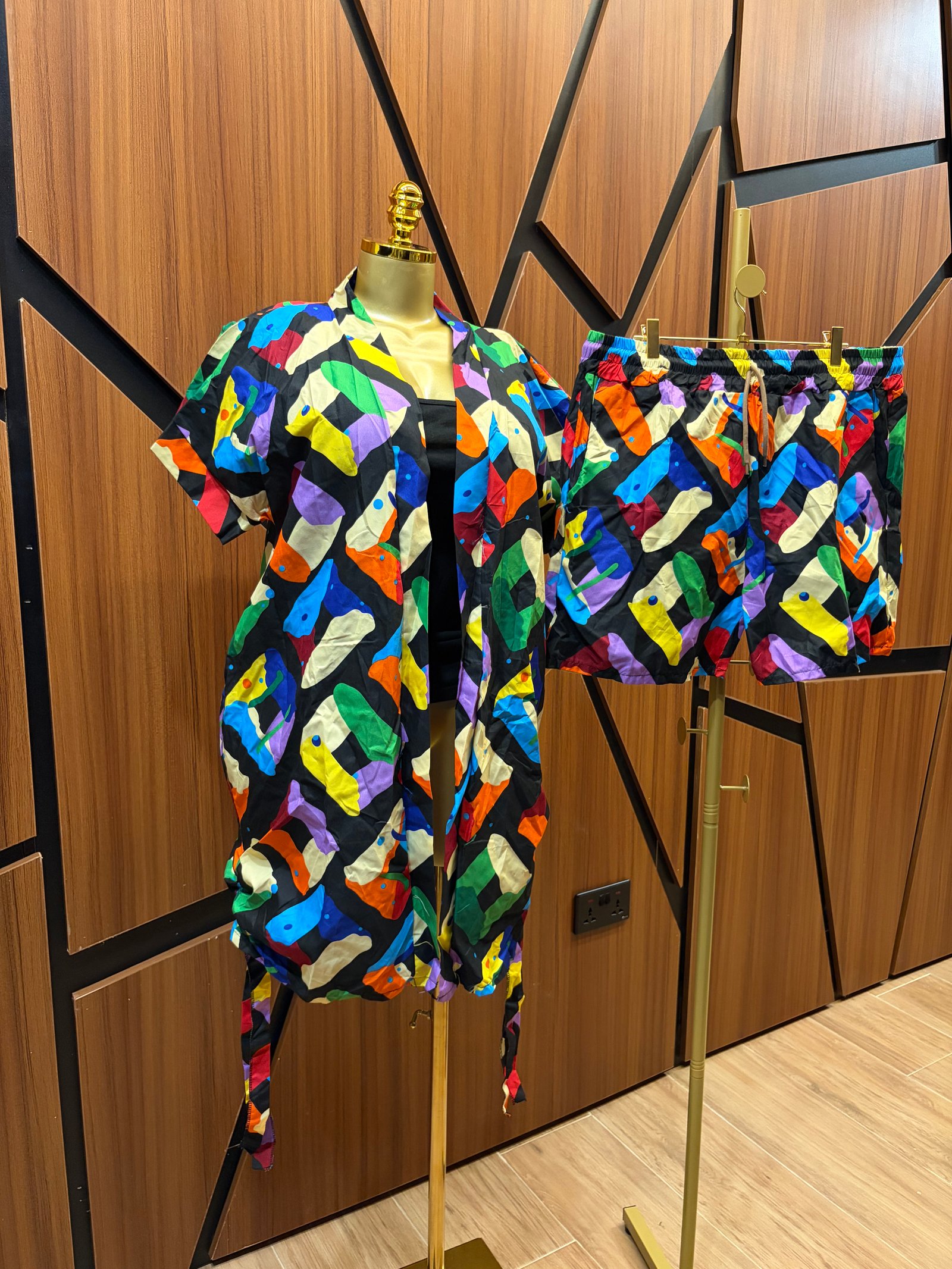 2 piece Ankara Shorts with Coat A0108