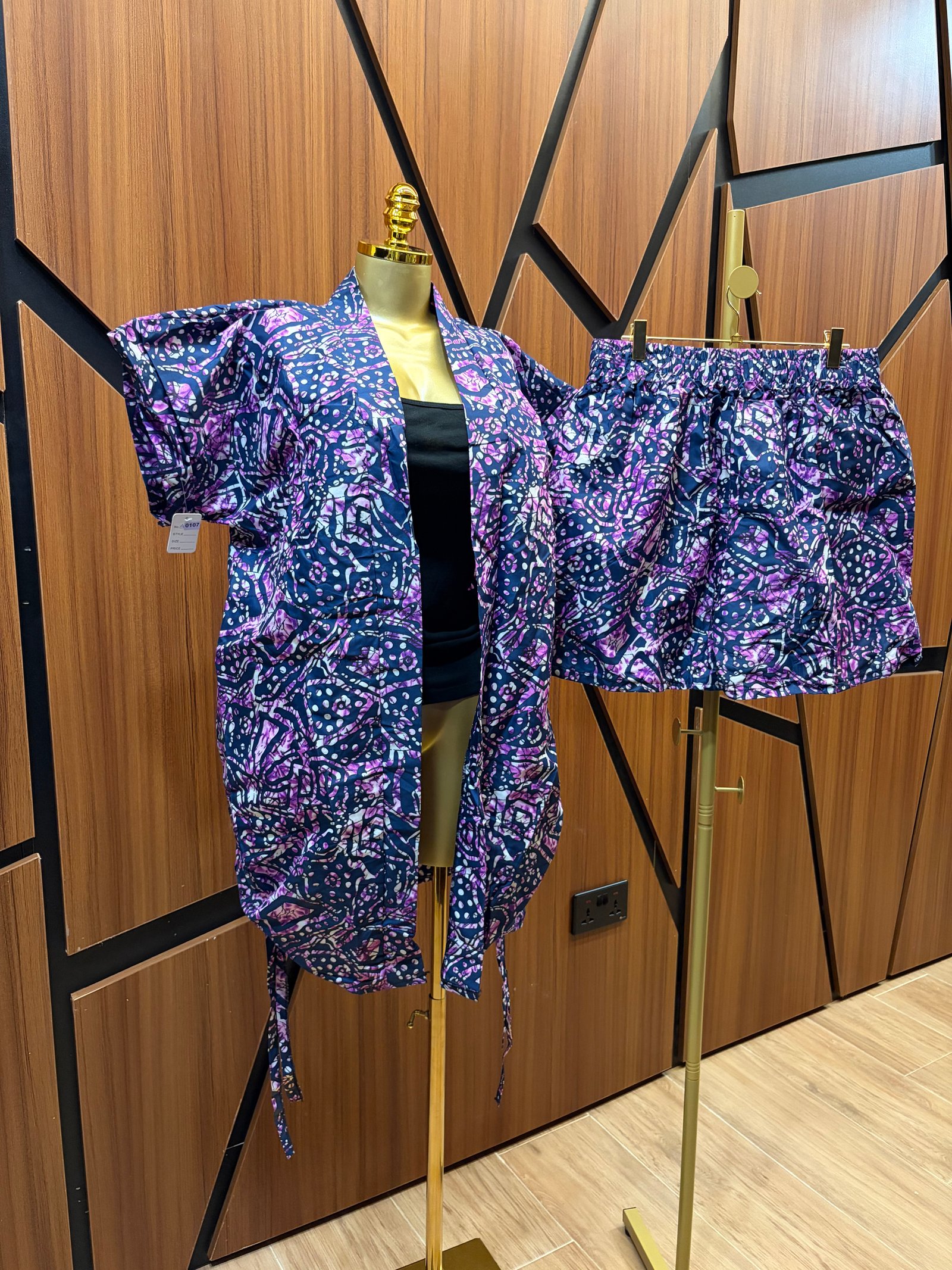 2 piece Ankara Shorts with Coat A0107